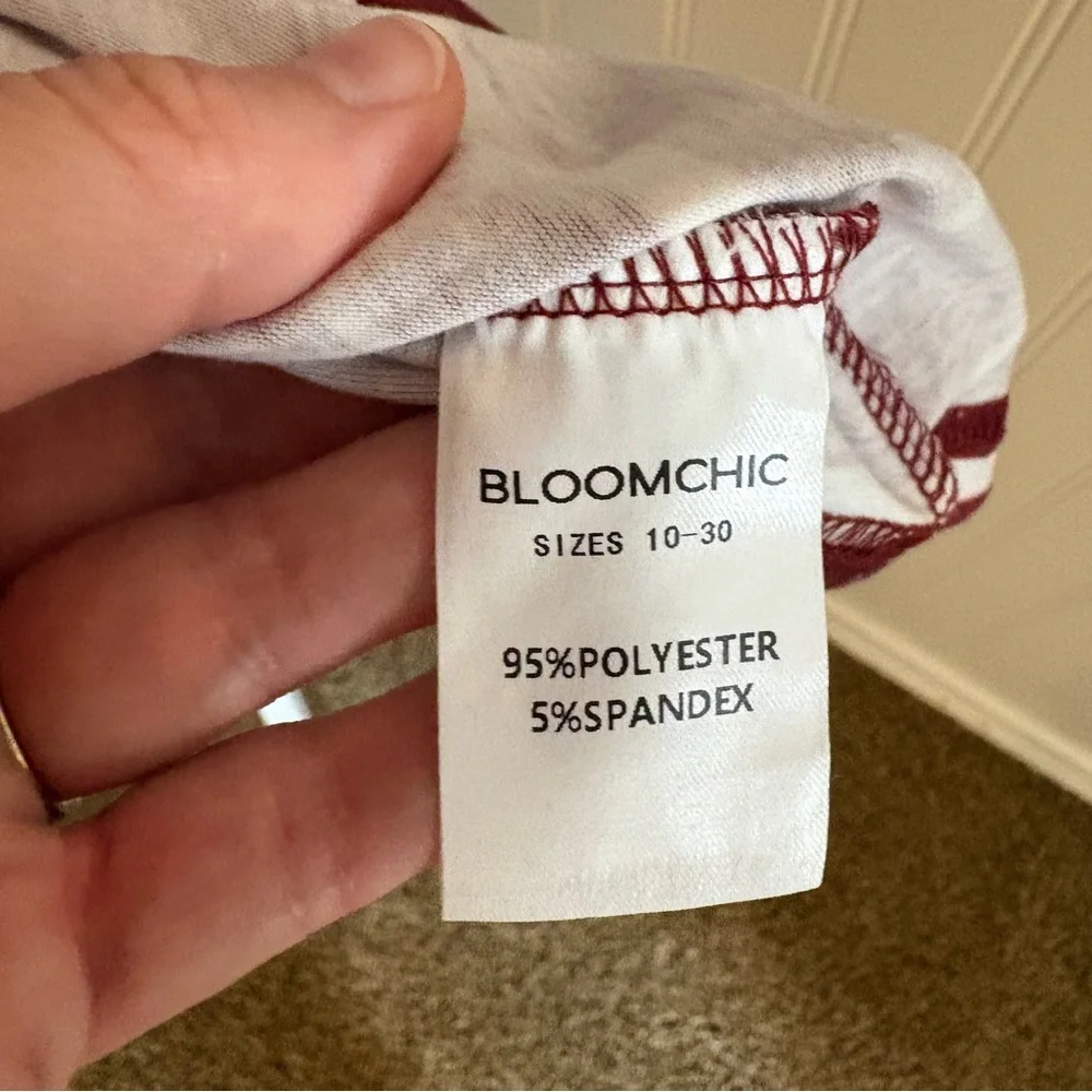 NWT 2XL Bloomchic Wine and Ivory Striped Too with Non-working Button Accents - Picture 6 of 6